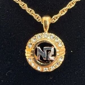 New Nina Ricci Blingy 'NR' Monogram Pendant Necklace